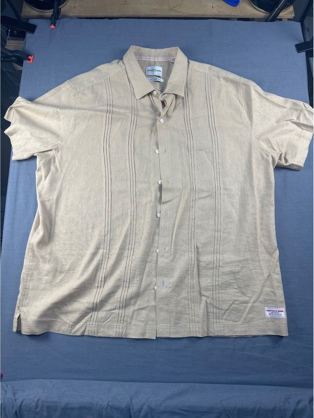 Scotch & Soda Men's Tan Button-Up Shirt XXL Good Condition